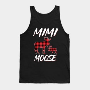 Red Plaid Mimi Moose Matching Family Pajama Christmas Gift Tank Top